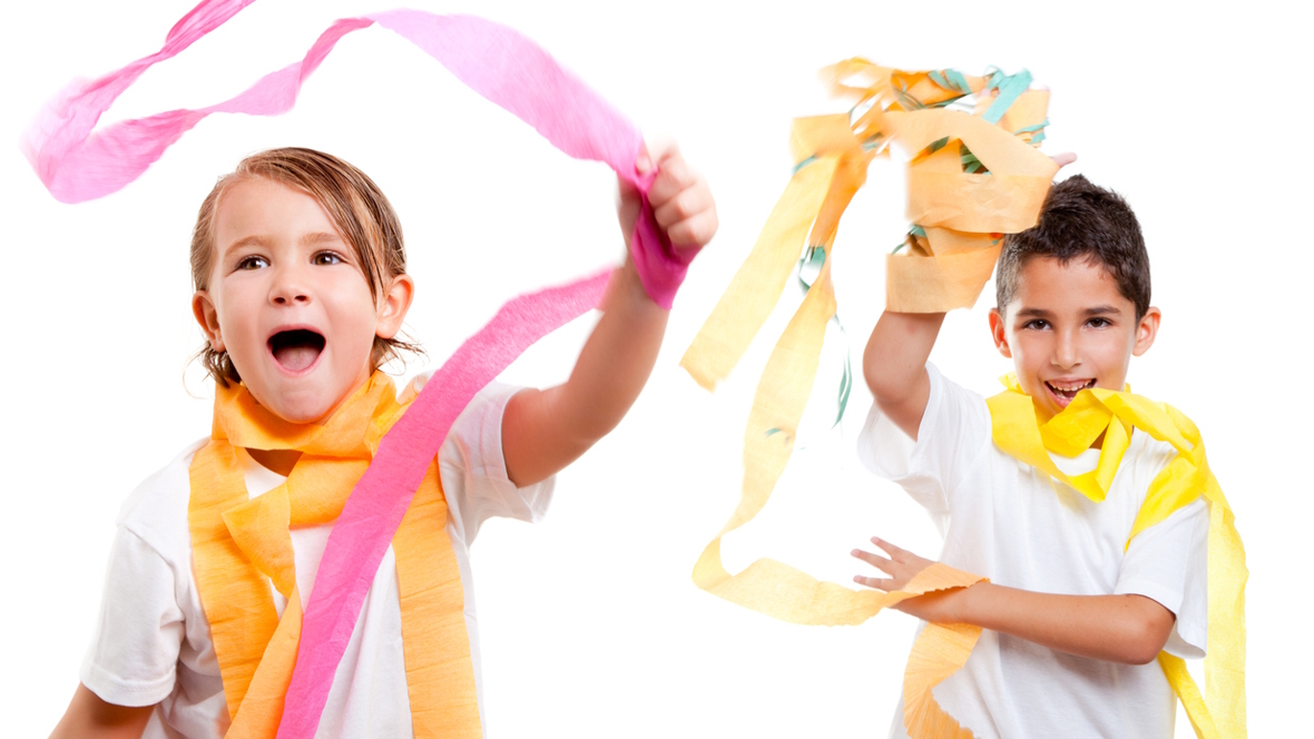kids playing with streamers party game