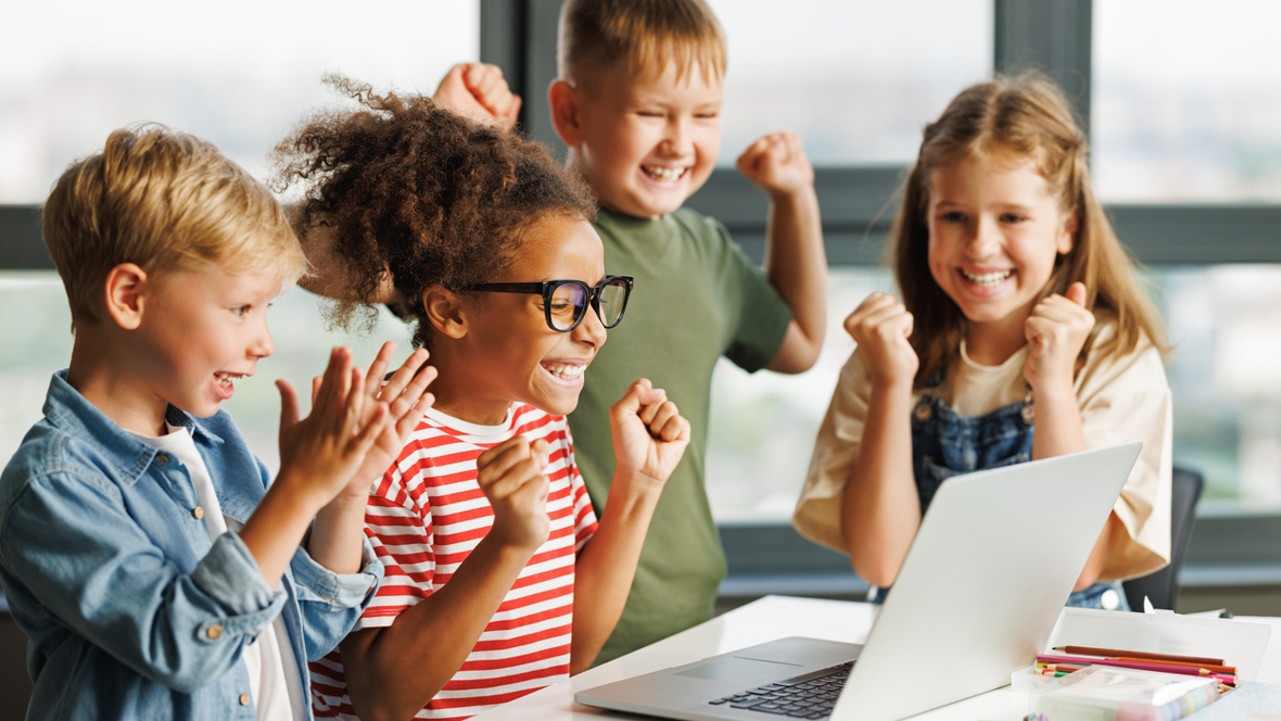kids having fun writing a story