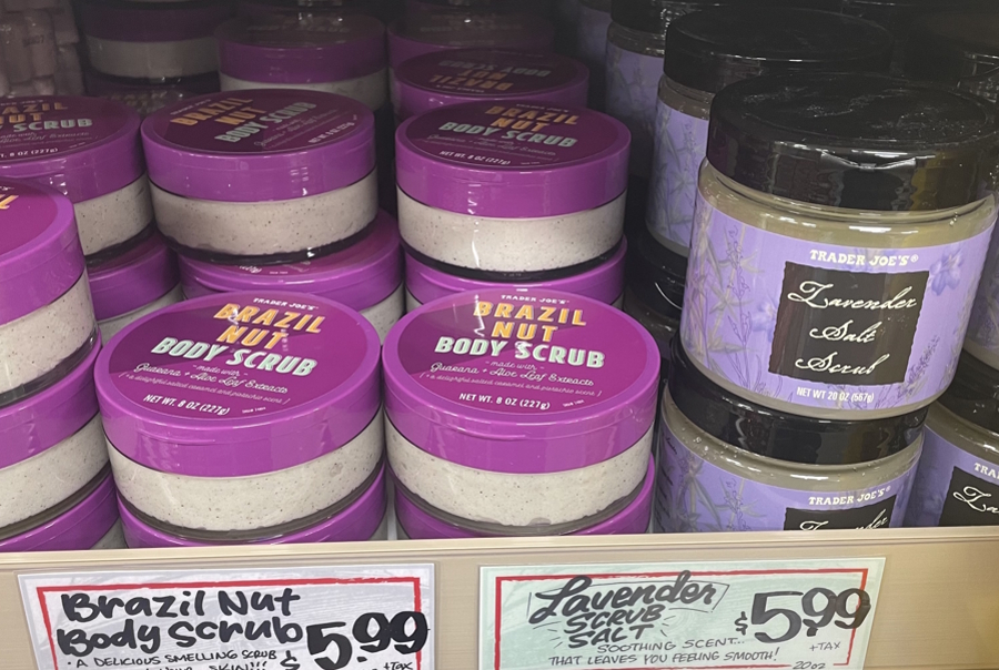 body scrubs and lotions at Trader Joe’s
