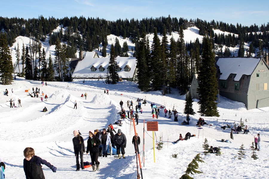 snow play at Mount Rainier