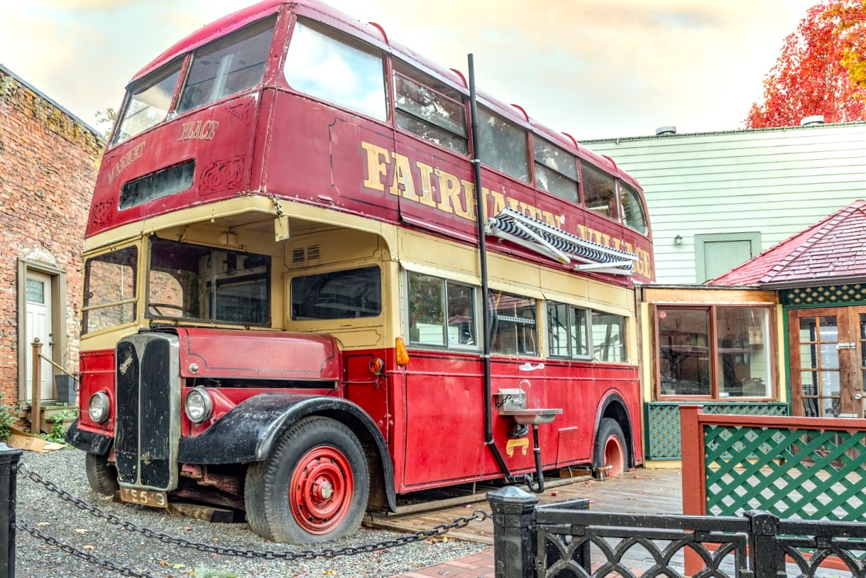A red double decker bus originally from London is a familiar sight in Bellingham's Fairhaven neighborhood.