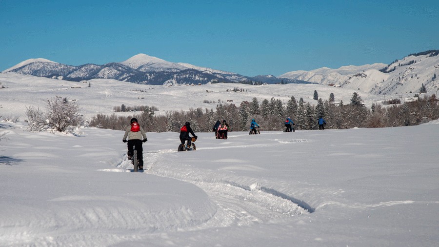 mountain views while fat biking in Methow Valley in Winthrop, Washington