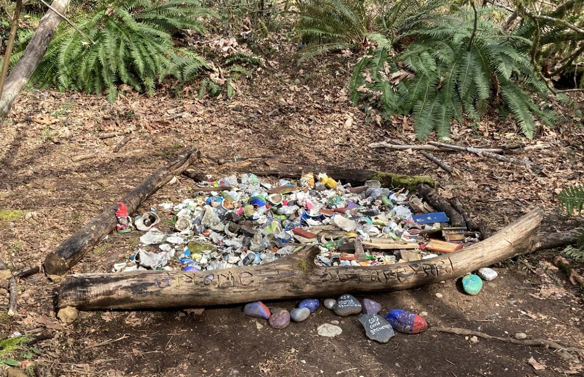 Maple Valley gnome trail graveyard where broken gnomes are placed