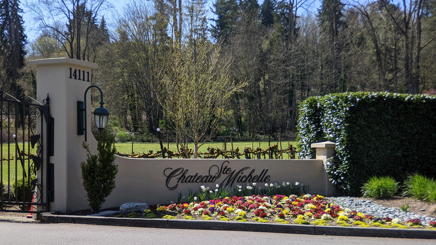 Entrance to Chateau Ste. Michelle Winery, a kid-friendly winery near Seattle