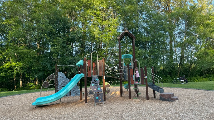 the nature-themed playground at Clarks Creek Park South in Puyallup, a new playground for families to enjoy