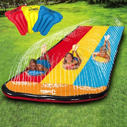Inflatable water slide for summer fun in the yard