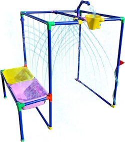 Buckets of fun water game for summer fun in the yard