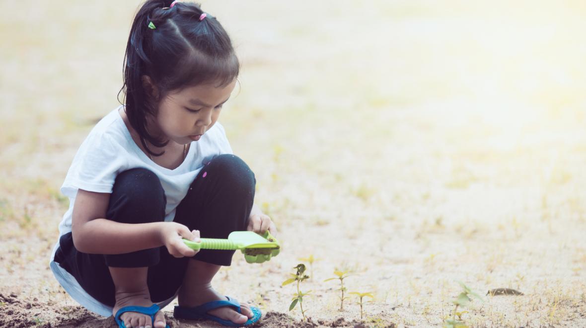 girl digging in the sand