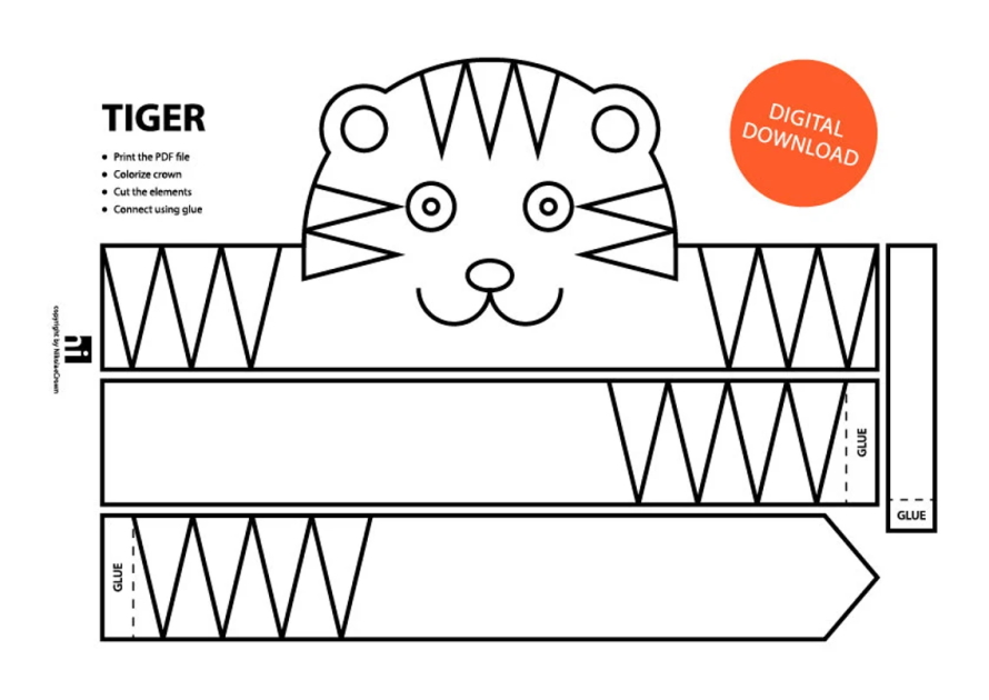 Printable tiger crown for kids