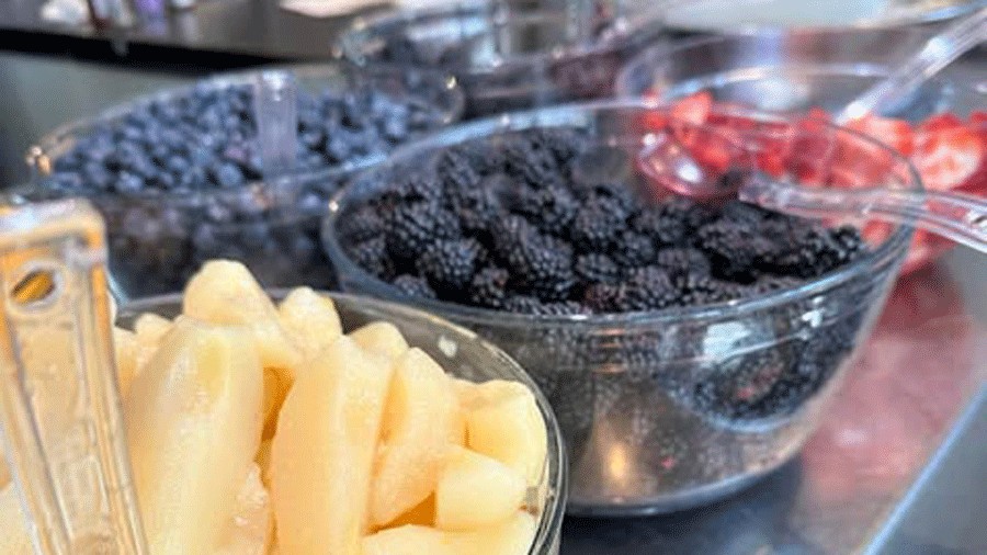 toppings bar at Portage Bay, a Seattle brunch spot for familes