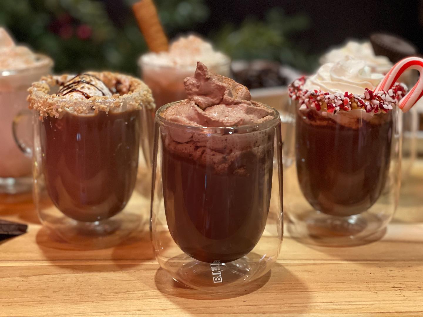 Three hot chocolates from Frosty Barrel in Newcastle