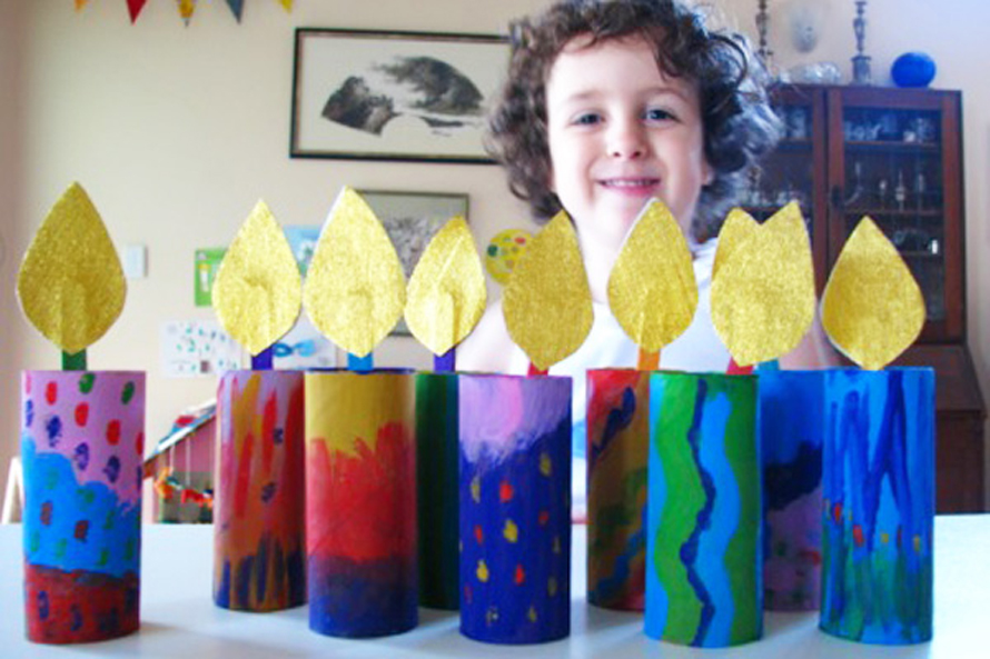 toilet paper tube menorah