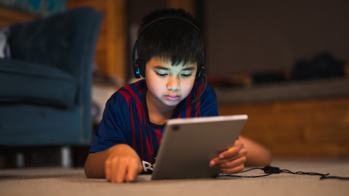 boy using a table screen time