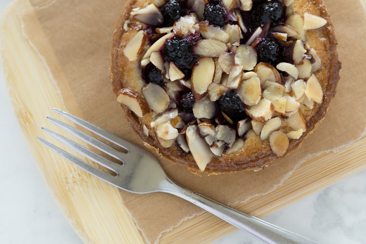 Blackberry jam and almond tarts