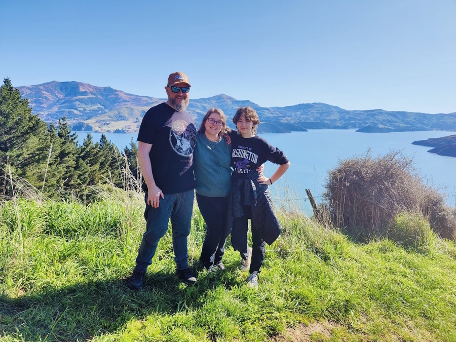 Gemma and her family in New Zealand