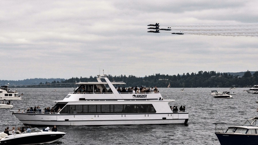 Waterfront views of the Seafair Air Show with an Argosy Cruise