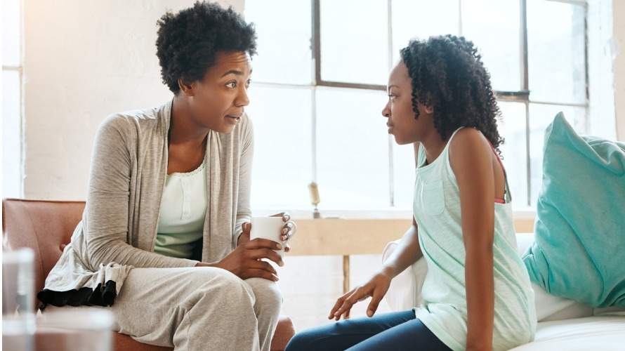 Mother Talking to Daughter