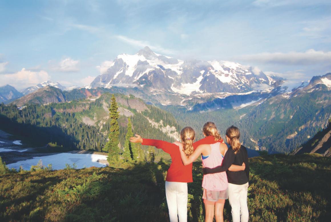 Young hikers take in the view