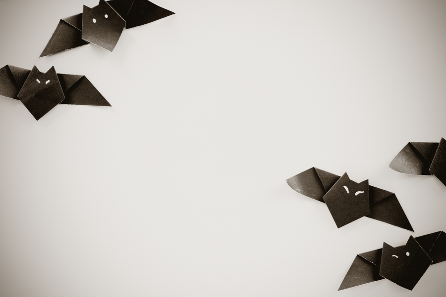 Halloween origami bats made with back paper are a fun Halloween craft activity