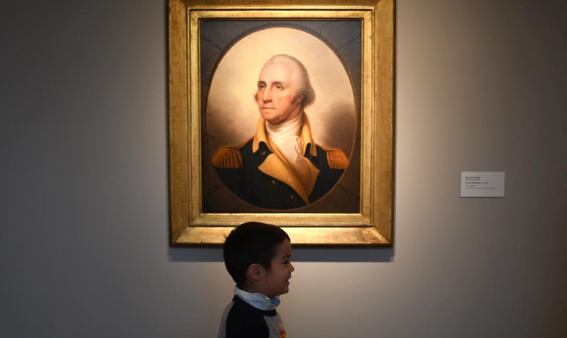 Portland-art-museum-kid-with-george-washington-fun-with-kids-in-portland
