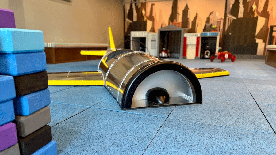 Teeny Tiny Town airplane climber for little kids, with a cushioned floor and thoughtful design
