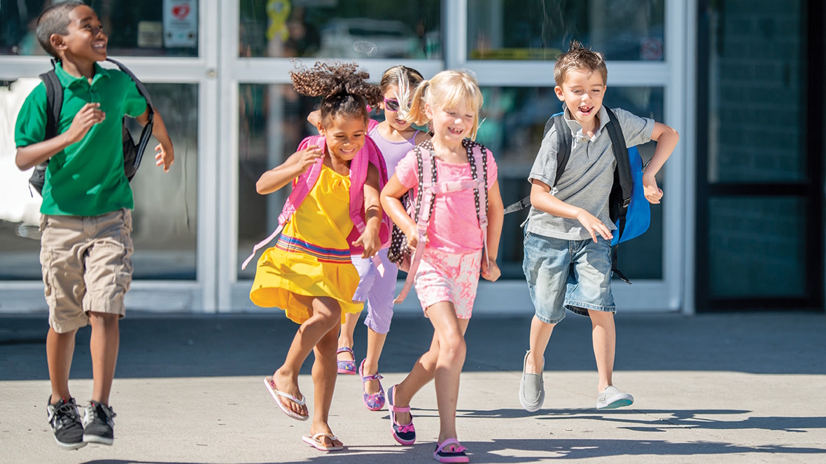 kids leaving school happy