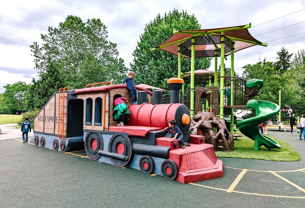 Unique New ‘Train Park’ Playground Opens at Mercer Island’s Mercerdale Park