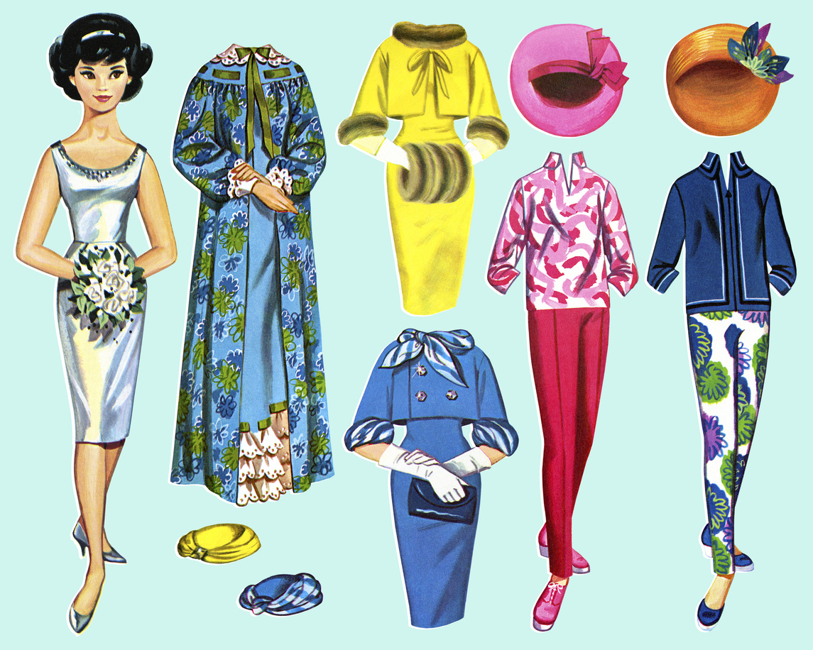 vintage-style paper dolls which are creative birthday party favors for kids