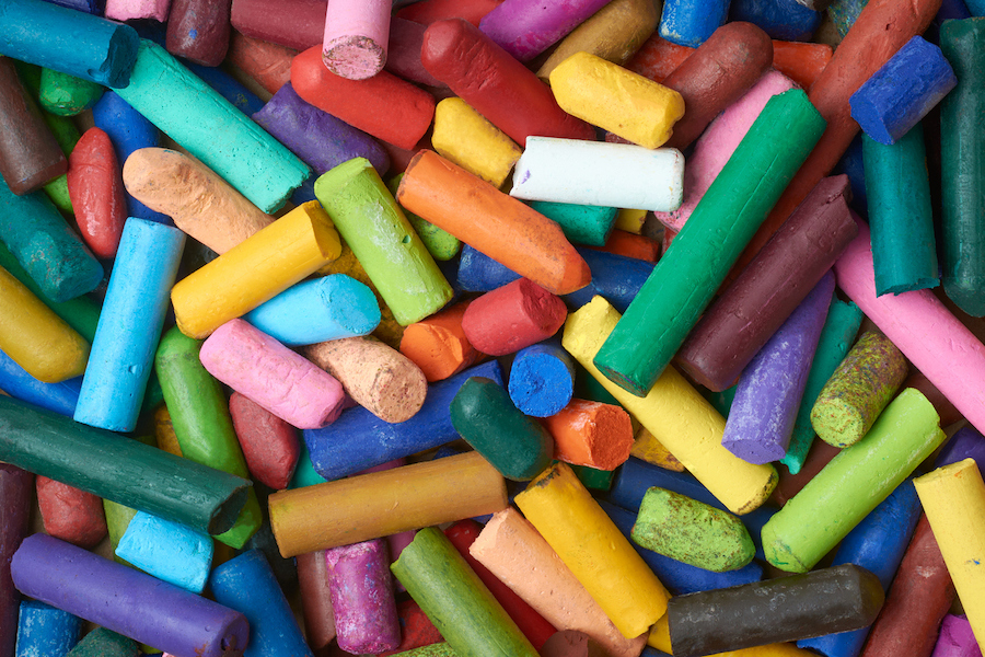 crayons ready to be melted down into DIY party favors for kids