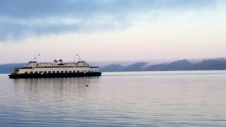 an early morning ferry trip from Seattle to Vashon island