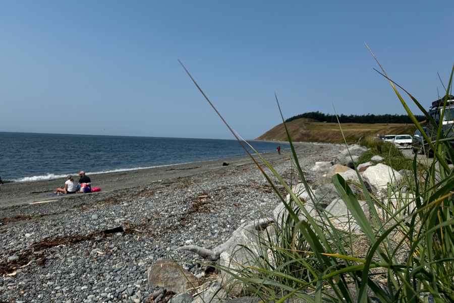 view of the water and bluff at Ebey's Landing on Whidbey island