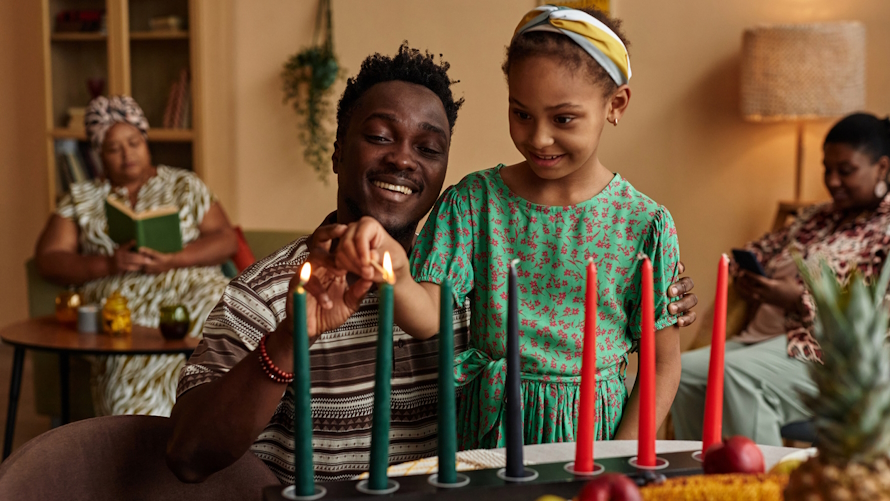 Lighting Kwanzaa candles