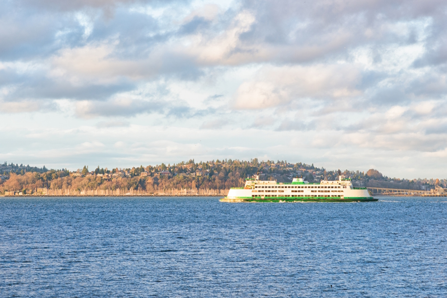 Ferry in Puget Sound fall colors scenic fall drives