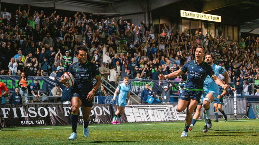 rugby players during a Seattle game, an exciting family outing