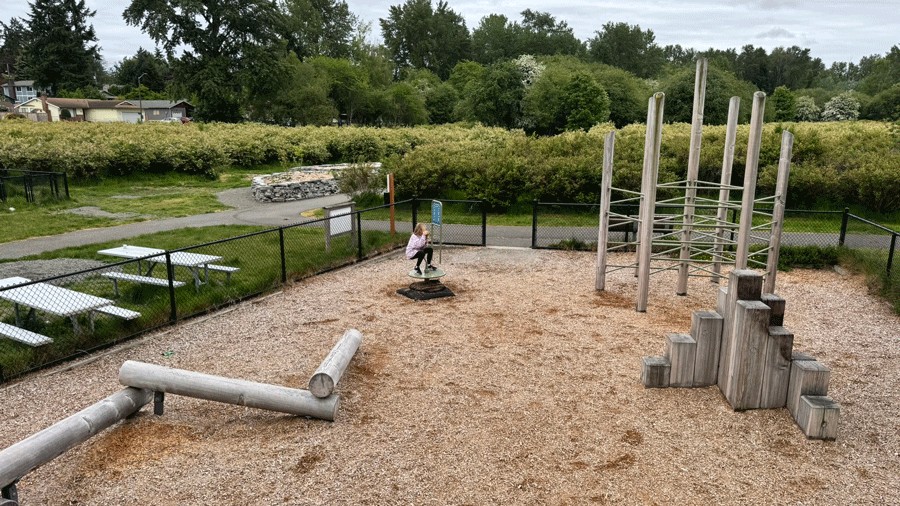 young girl playing on the playground at Charlotte’s Blueberry Park