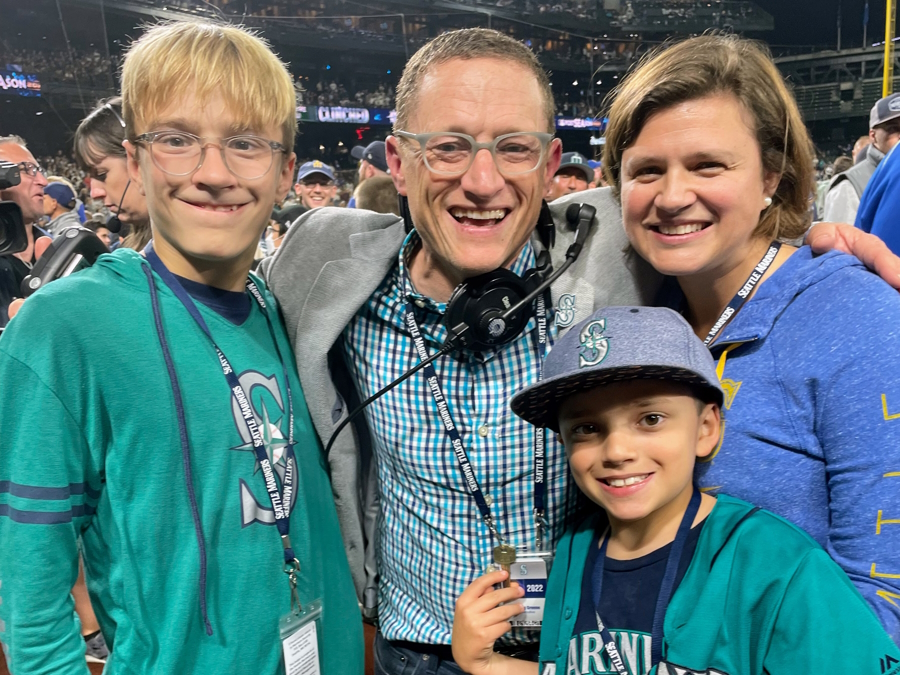 Youth sports baseball family Seattle Mariners game