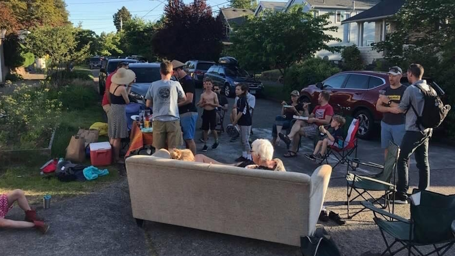 Hanging out at a block party