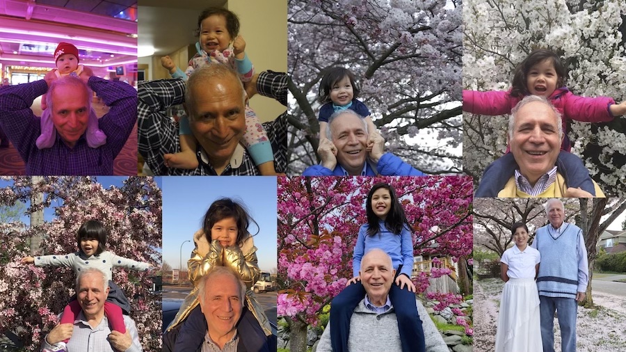 TEDxBallardYouth slide by Maya showing photos with her and her grandfather over the years