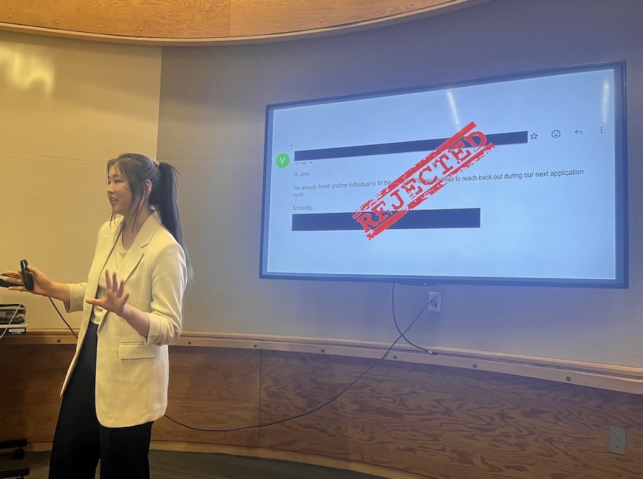 17-year-old University student Jinie Chon speaking at TEDxBallardYouth. Photo: Kristin Leong