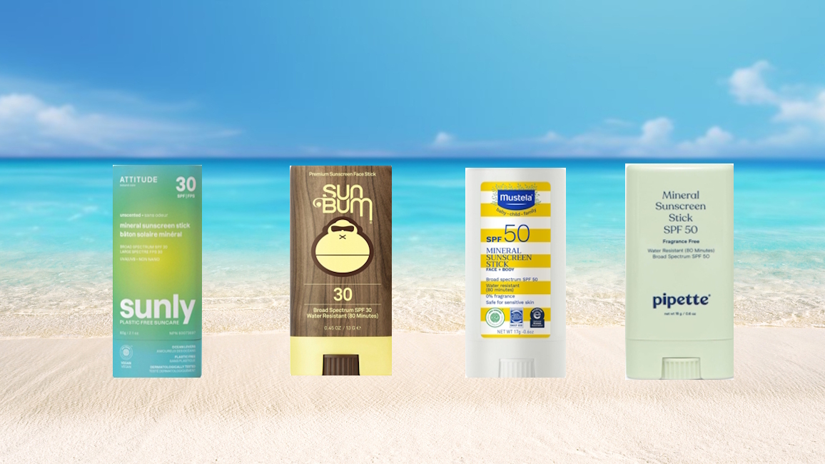 sunscreens on a beach background
