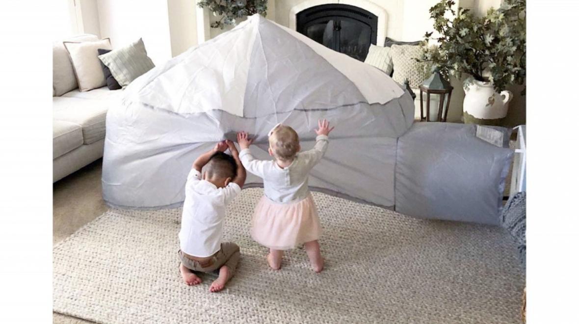 Kids playing with an air fort