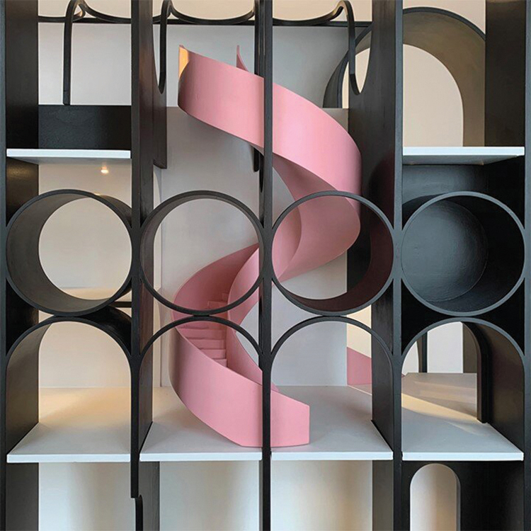 Pink stairway sculpture