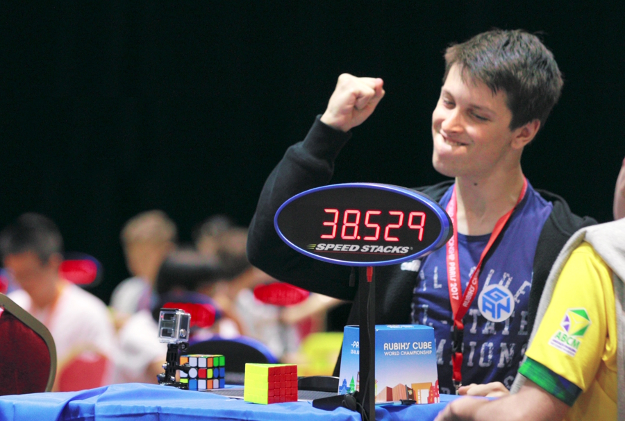 Felix at a Rubix cube competition
