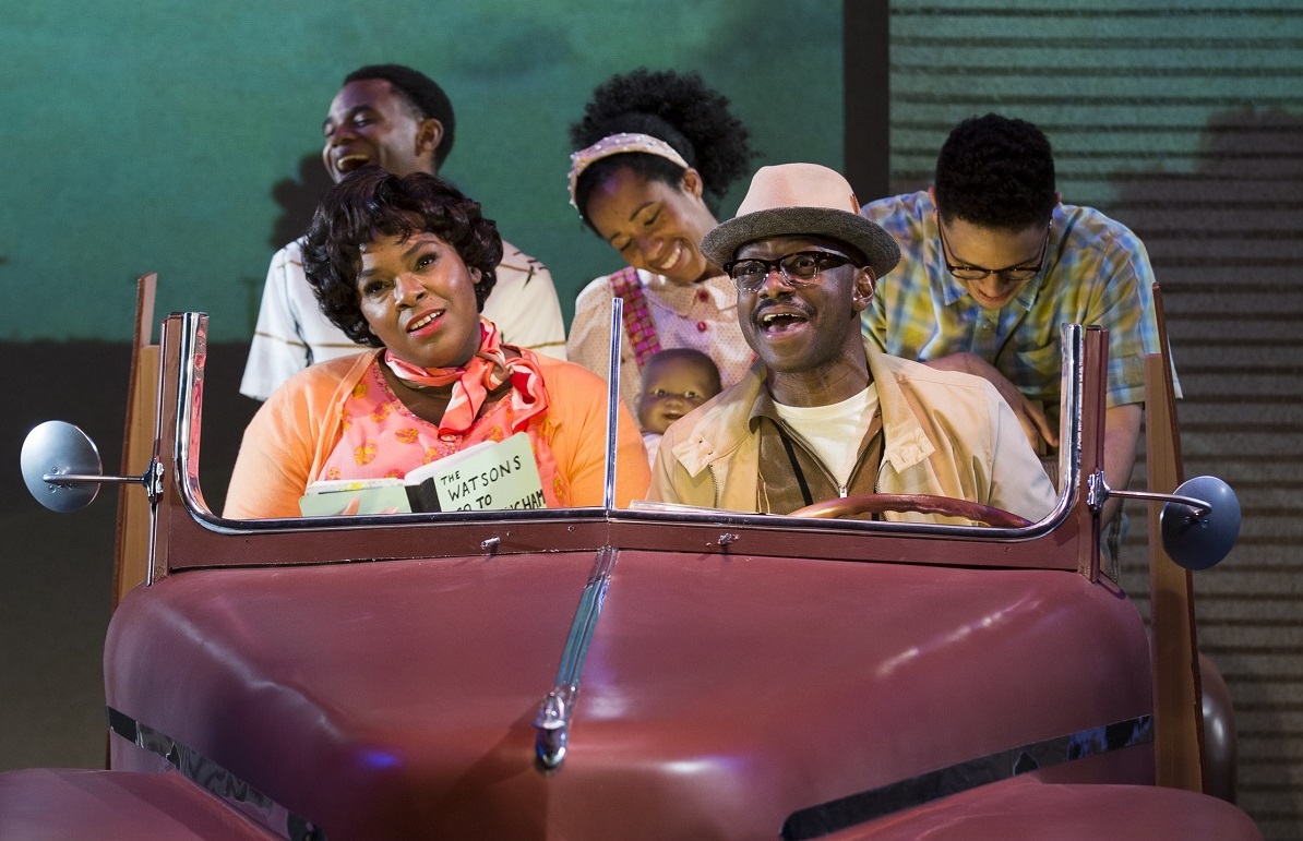 Rowin M. Breaux, Anjelica McMillan, Chip Sherman, Kaila Towers, and Nicholas Japaul Bernard in SCT's 2022 production of The Watsons Go To Birmingham -1963. Photo by Angela Sterling.