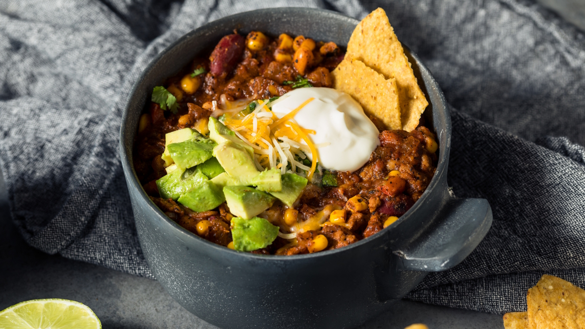 a bowl of healthy turkey chili