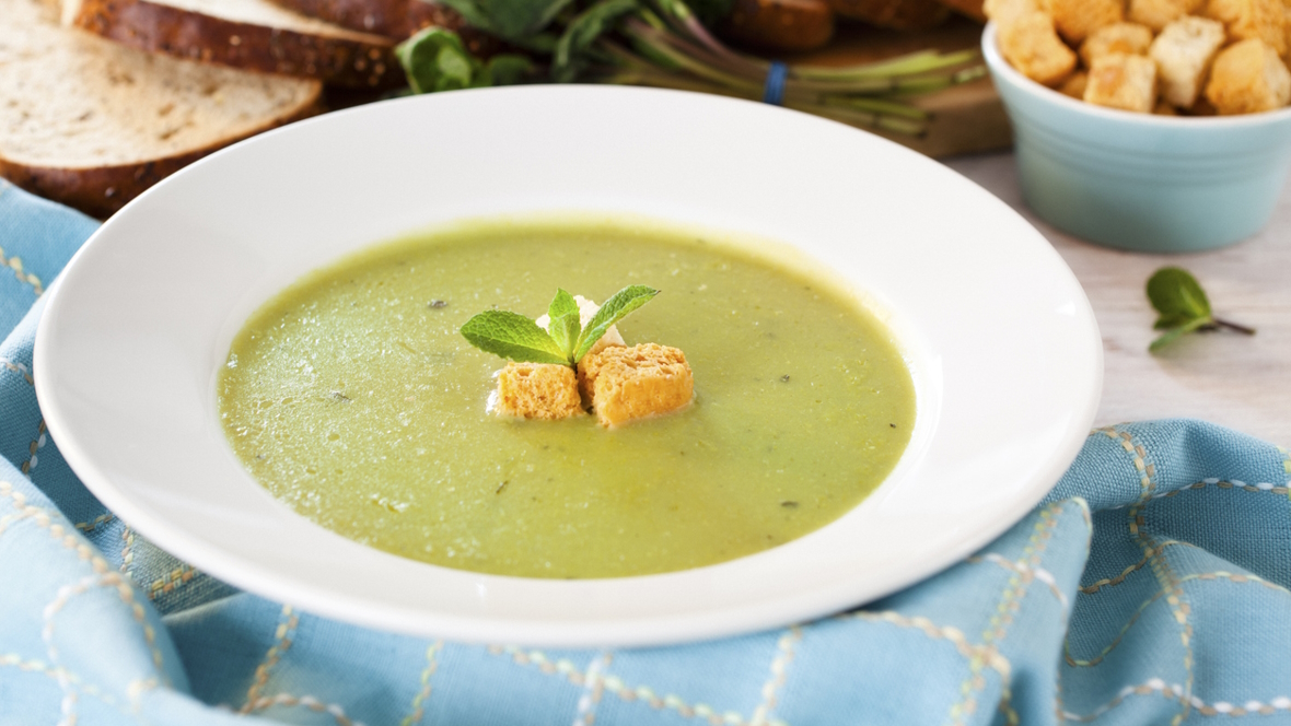 a bowl of split pea soup