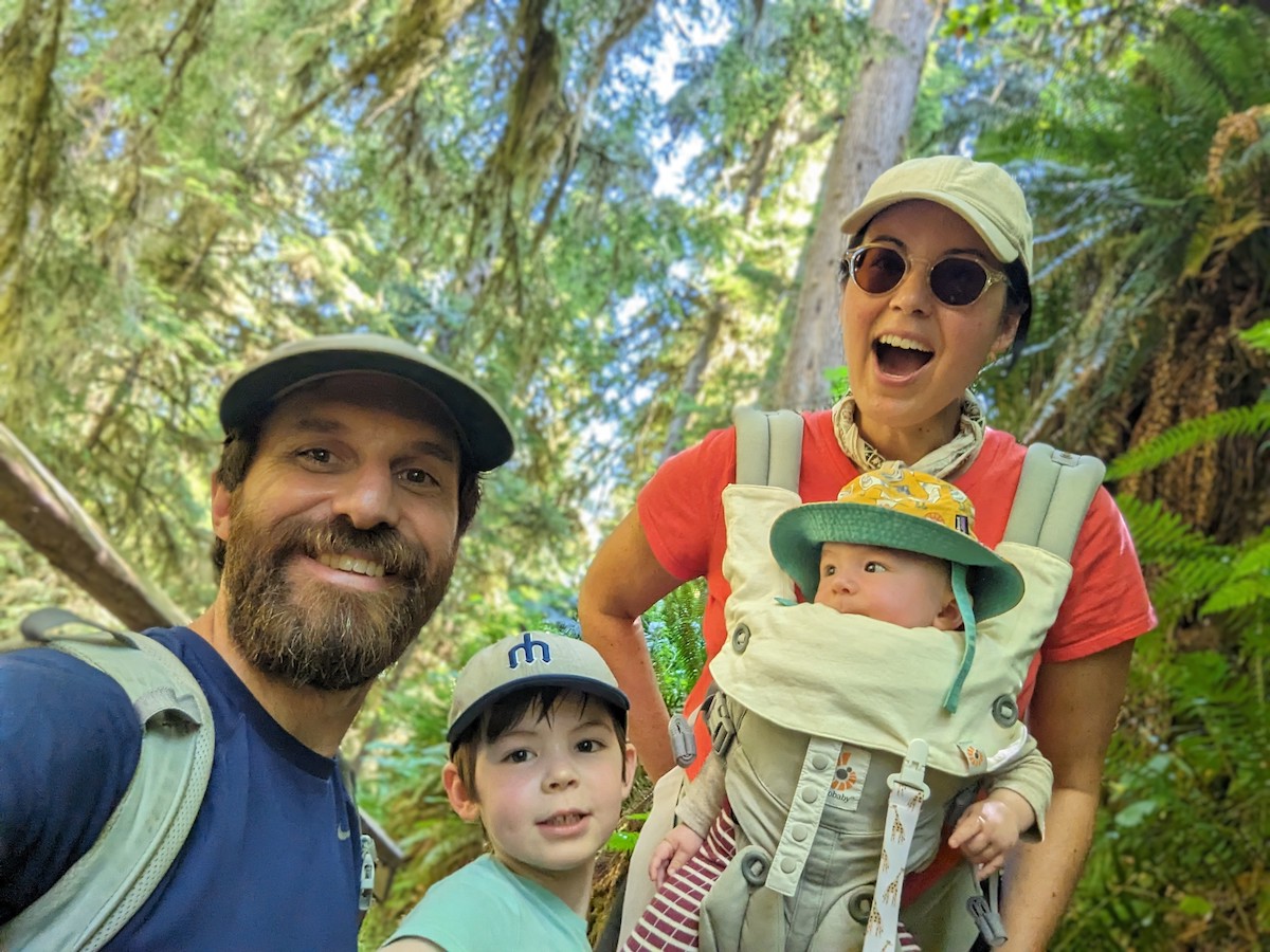 Phinney Ridge family out on Pacific Northwest hike with their two sons