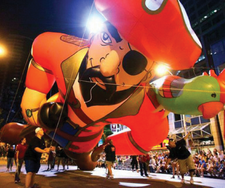 Large pirate float in a parade