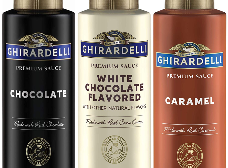 three Ghirardelli sauces