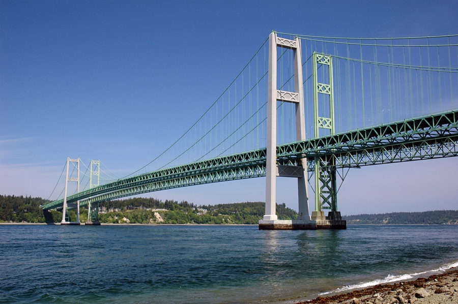 Tacoma narrows bridge on a sunny day